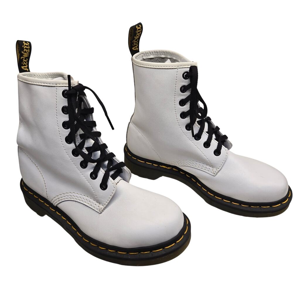 Dr. Martens 1460 White Leather 8-Eye Lace Up Combat Boots Women's 7 EU 38 Smooth